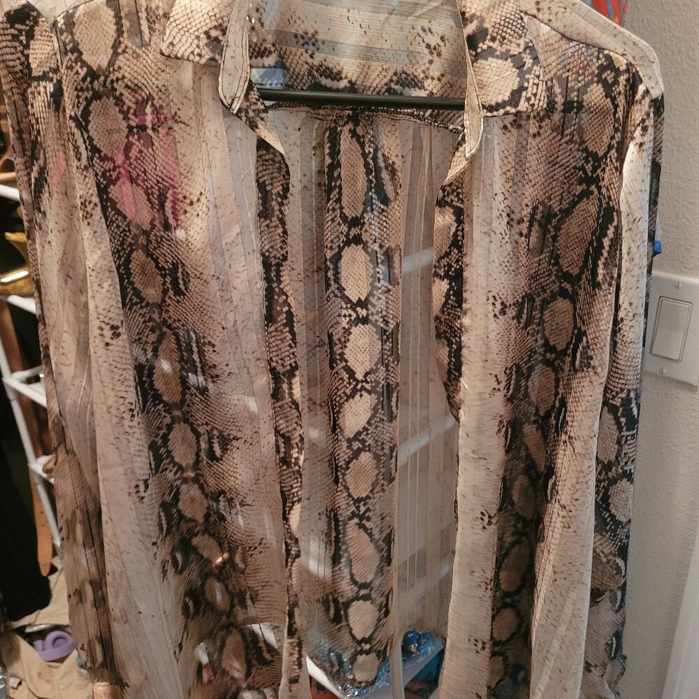 Snake print mesh blouse